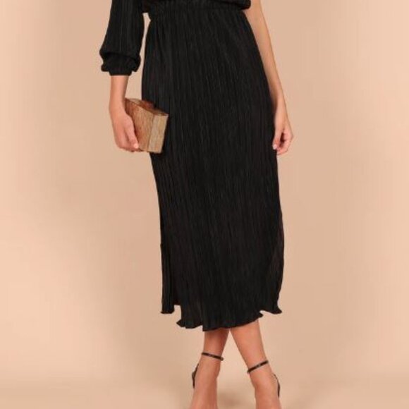 Petal & Pup One Shoulder Pleated Midi Dress - Black - X-Small - Picture 2 of 10